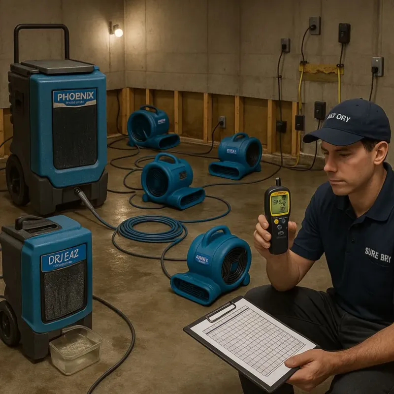 Structural Drying and Dehumidification process in North Braddock, PA